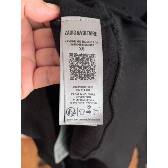 B57 Zadig & Voltaire Sweatshirt Womens XS Arvene Logo Embellished Street Baddie - Picture 9 of 10